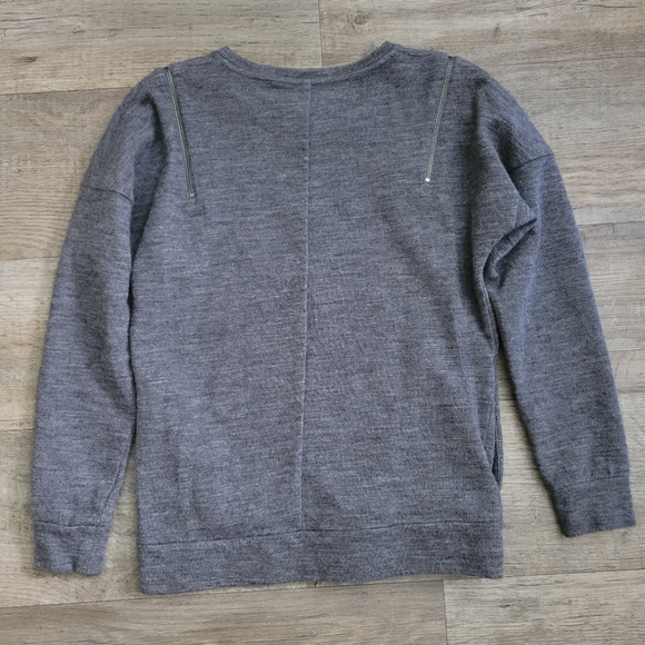 J BRAND Gray Wool Cotton Zip Shoulde Sweater Sweatshirt Size Small *EUC* - Picture 2 of 5